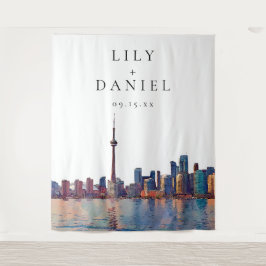 Toronto Skyline Wedding Photo Backdrop Wandteppich
