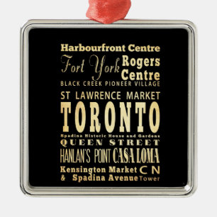 Toronto Stadt Kanada Typografie Kunst Silbernes Ornament