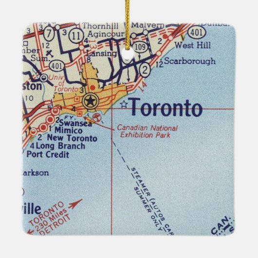 Toronto Vintag Map Keramikornament (Rückseite)