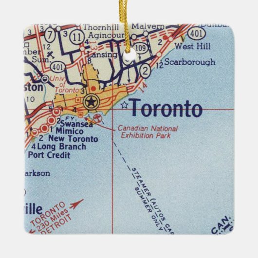 Toronto Vintag Map Keramikornament (Vorderseite)