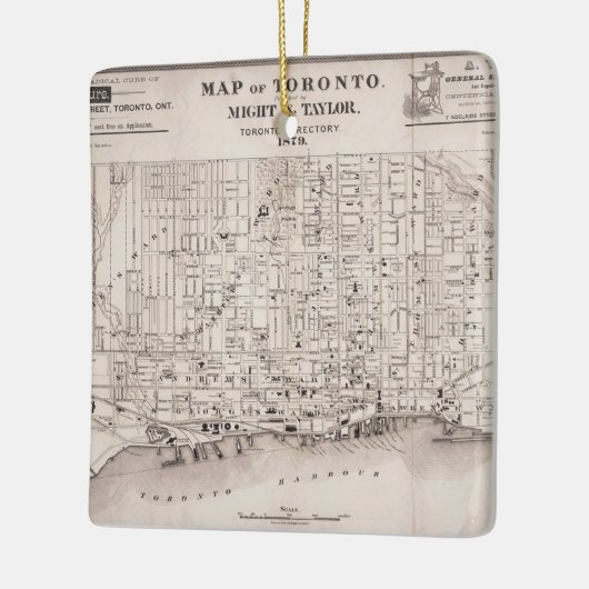 Toronto Vintag Map Keramikornament (Links)