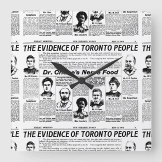 Toronto - Vintage Zeitung Quadratische Wanduhr