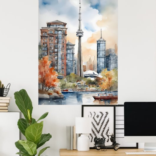 Toronto Wasserfarbenkunst Poster (Heimbüro)