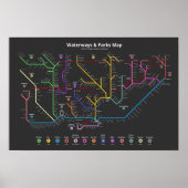Toronto Waterways & Parks Map (24"x16") Poster (Vorne)