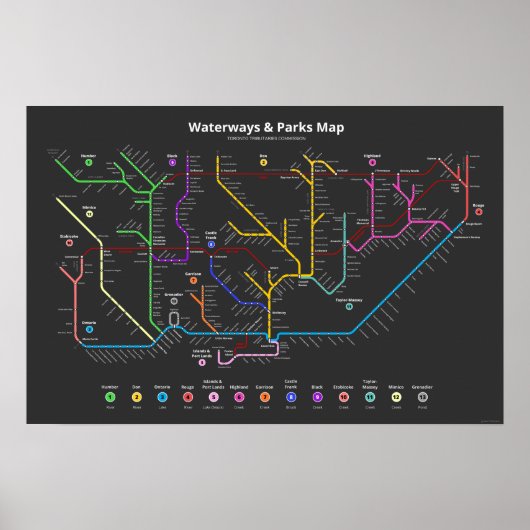 Toronto Waterways & Parks Map (24"x16") Poster (Vorne)