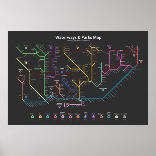 Toronto Waterways & Parks Map (36"x24") Poster (Vorne)