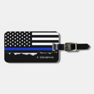 Torout Thin Blue Line American Flag Personalisiert Gepäckanhänger