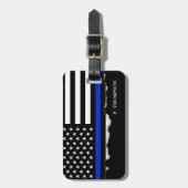 Torout Thin Blue Line American Flag Personalisiert Gepäckanhänger (Vorderseite vertikal)