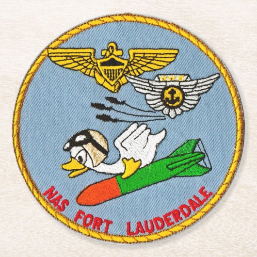 Torpedoente Runder Pappuntersetzer (Vorderseite)