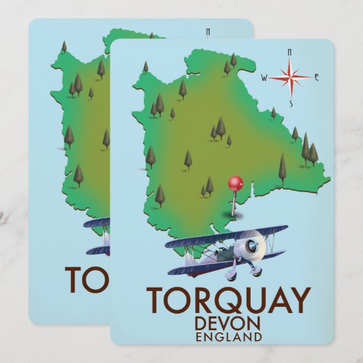 Torquay Devon Vintage Kartenplakatkunst. (Vorne/Hinten)