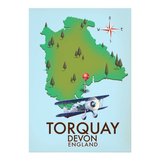 Torquay Devon Vintage Kartenplakatkunst. Fotodruck (Vorne)