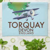 Torquay Devon Vintage Kartenplakatkunst. Geschirrtuch (Gefaltet)
