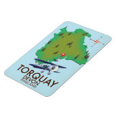 Torquay Devon Vintage Kartenplakatkunst. Magnet (Linke Seite)