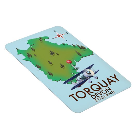 Torquay Devon Vintage Kartenplakatkunst. Magnet (Rechte Seite)