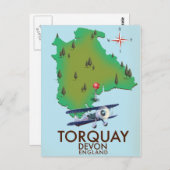 Torquay Devon Vintage Kartenplakatkunst. Postkarte (Vorne/Hinten)
