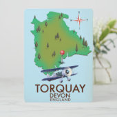 Torquay Devon Vintage-Kartenposter-Kunst. (Stehend Vorderseite)