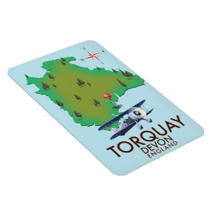 Torquay Devon Vintage-Kartenposter-Kunst. Magnet