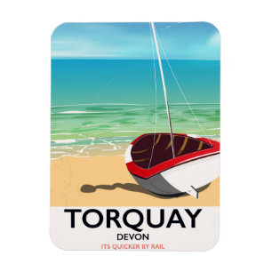 Torquay Devon Vintage-Reiseplakat für den Seeberei Magnet