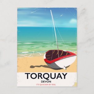 Torquay Devon Vintage-Reiseplakat für die Küste Postkarte