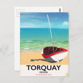 Torquay Devon Vintages Reiseplakat Postkarte (Vorne/Hinten)