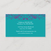 Torquoise Lila Damask Business Card Visitenkarte (Rückseite)