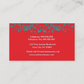 Torquoise & Vermillion Damask Business Card Visitenkarte (Rückseite)
