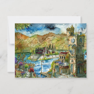 Torre del Lago Acuarela  Postkarte