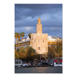 Torre Del Oro am Sonnenuntergang in Sevilla Fotodruck