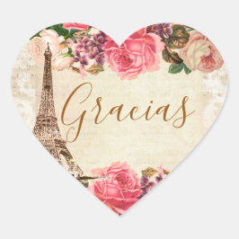 Torre Eiffel elegante lamentable de la vendimia Herz-Aufkleber