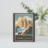 Torres del Paine Chile Illustration Reise Kunst Postkarte (Stehend Vorderseite)
