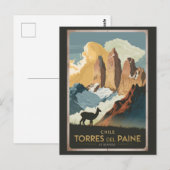 Torres del Paine Chile Illustration Reise Kunst Postkarte (Vorne/Hinten)