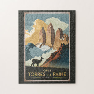 Torres del Paine Chile Illustration Reise Kunst Puzzle