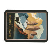 Torres del Paine Chile Illustration Travel Art Magnet (Horizontal)