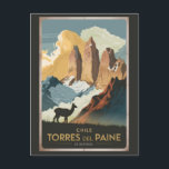 Torres del Paine Chile Illustration Travel Art Postkarte<br><div class="desc">Torres Del Paine National Park vector art design. Torres del Paine National Park,  in Chile’s Patagonia region,  is known for its soaring mountains and bright blue icebergs.</div>