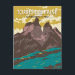 Torres del Paine Nationalpark Chile Vintag Postkarte<br><div class="desc">Torres Del Paine Nationalpark Vektorgrafik Design. Der Torres del Paine Nationalpark,  in der Region Patagonien im Chile,  ist bekannt für seine steil ansteigenden Berge und hellblauen Eisberge.</div>