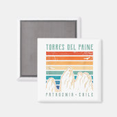 Torres del Paine T Shirt Retro Chile Ristorante de Magnet (Vorderseite/Rückseite)