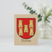Torres Familie Heraldic Shield Postkarte (Stehend Vorderseite)