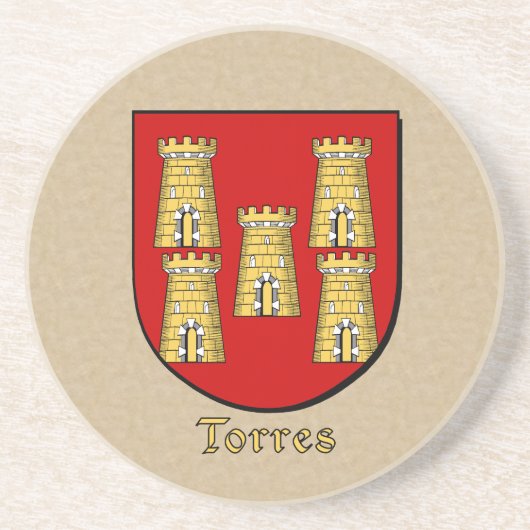 Torres Heraldic Shield Sandstein Untersetzer (Vorne)
