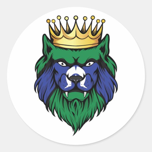 Torres Strait Islands Lion King Flag Runder Aufkleber (Vorderseite)