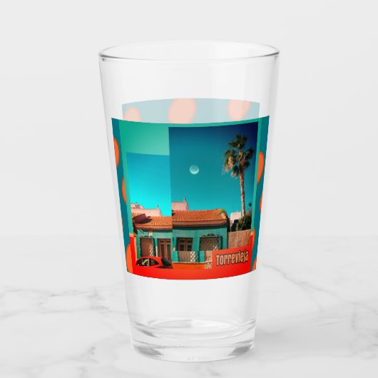 Torrevieja House, Palm, Bright Orange & Turquoise Glas (Vorderseite)