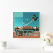 Torrevieja in Orange and Turqoise Quadratische Wanduhr (Zuhause)