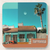 Torrevieja in Orange und Türkis Getränkeuntersetzer (Vorderseite)