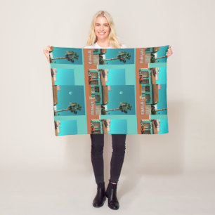 Torrevieja in Orange und Turqoise Fleecedecke