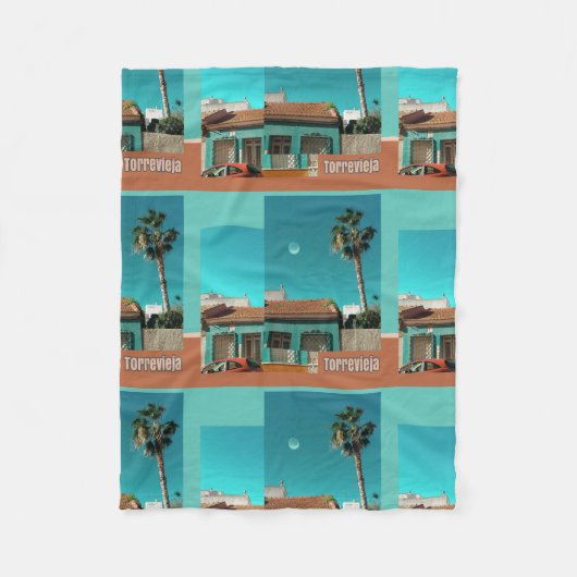 Torrevieja in Orange und Turqoise Fleecedecke (Vorderseite)