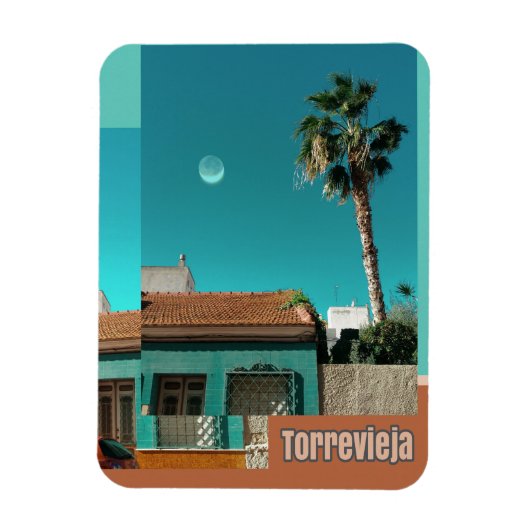 Torrevieja in Orange und Turqoise Magnet (Vertikal)