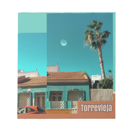 Torrevieja in Orange und Turqoise Notizblock (Vorderseite)
