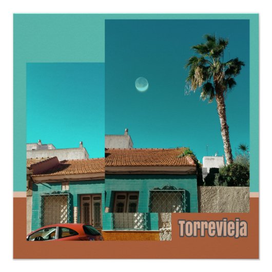 Torrevieja in Orange und Turqoise Poster (Vorderseite)