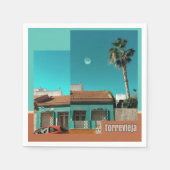 Torrevieja in Orange und Turqoise Serviette (Vorderseite)