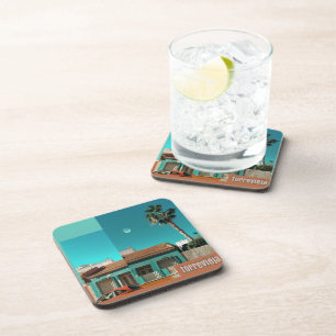 Torrevieja in Orange und Turqoise Untersetzer