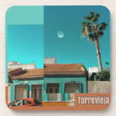 Torrevieja in Orange und Turqoise Untersetzer (Vorderseite)
